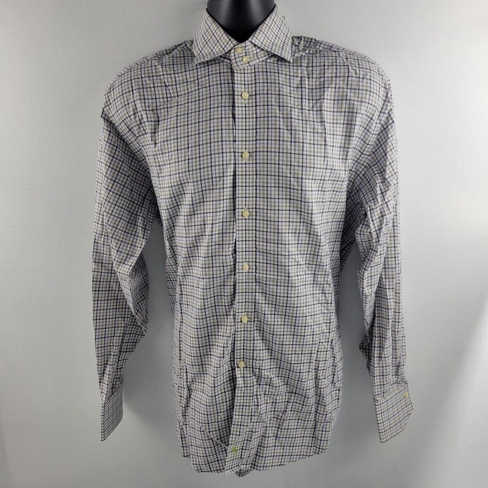 Tailorbyrd Dress shirt button down L Mens plaid‎ purple green 494